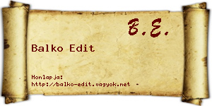 Balko Edit névjegykártya